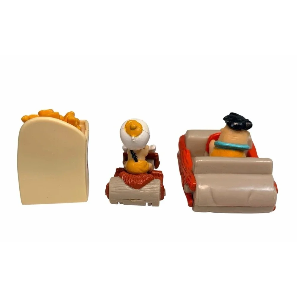 Retro 90s Flintstones Character Fry Toys Fred & Bam Bam Rolling‎ Racers Lot of 3